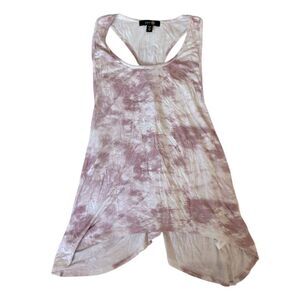 L’urv Purple and White Tie Dye Twist Back Flowy Tank Top